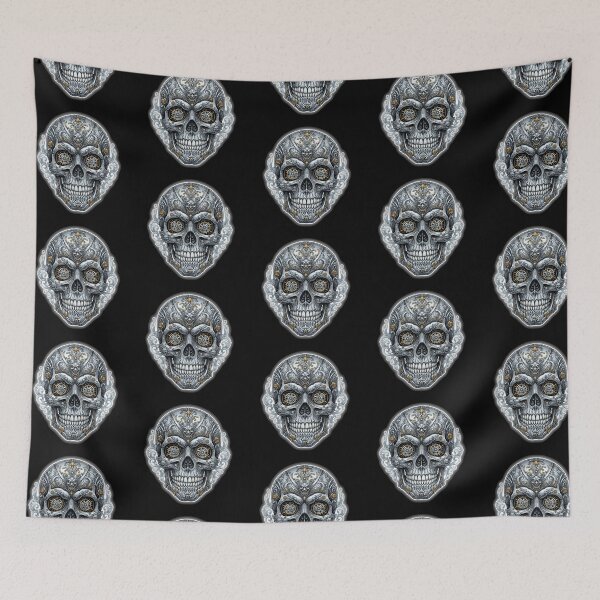 Item preview, Extreme Contrast Gothic Skull | Dark Art in Shiny Silver designed and sold by LaNadaYFundante.