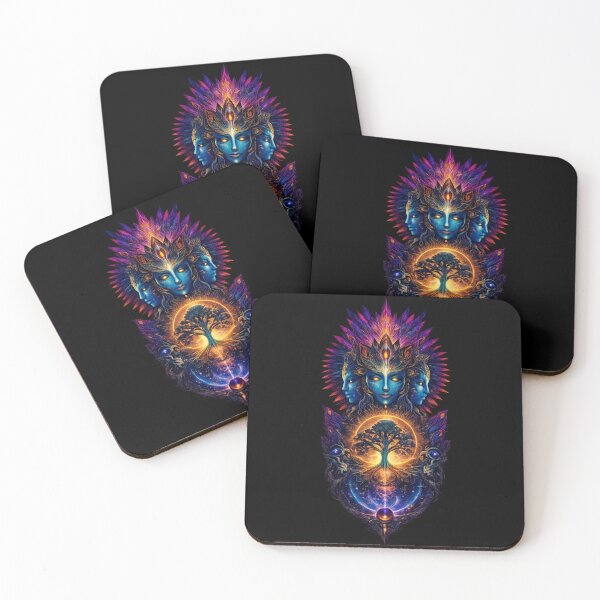 Item preview, Psychedelic Trifold Goddess – Cosmic Tree of Life Visionary Art designed and sold by PSYNOVA.