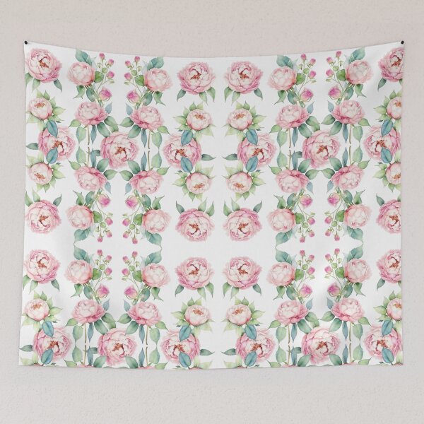 Item preview,  Romantic pink watercolor peonies pattern pink watercolor roses pink watercolor floral designed and sold by hollycooper.