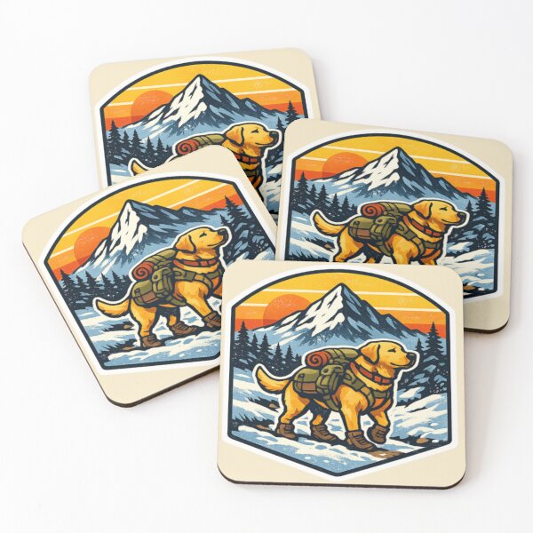 Item preview, Winter Hiking Labrador – Retro Snow Mountain Adventure Badge designed and sold by PawPrintCustom.