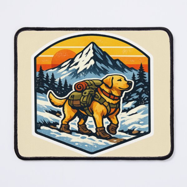 Item preview, Winter Hiking Labrador – Retro Snow Mountain Adventure Badge designed and sold by PawPrintCustom.