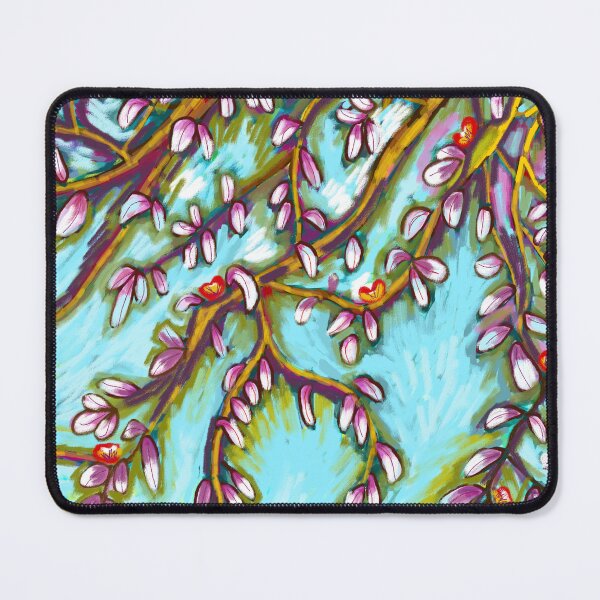 Item preview, Wisteria Flowers Art Turquoise Blue | Cascading Pink Blossoms Botanical Painting | Golden Branch Floral Illustration | Spring Garden Nature Art | Flower Lover Gift designed and sold by RayanaArt.