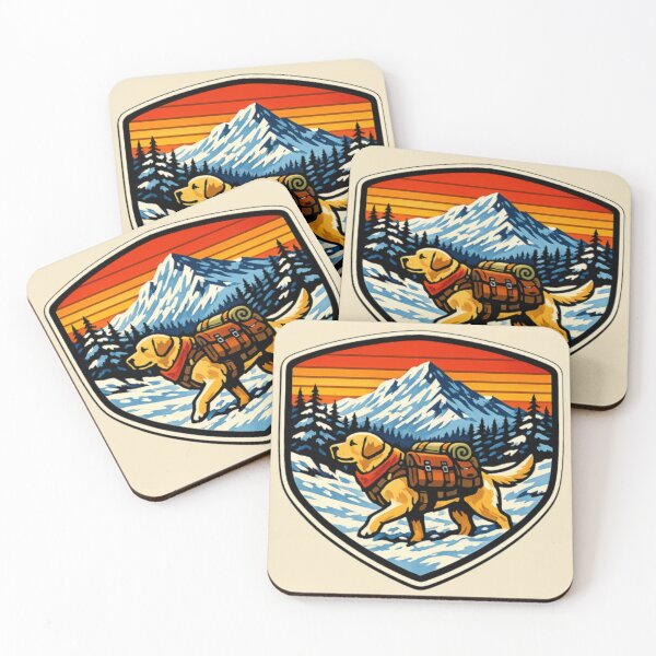 Item preview, Snow Trail Labrador Hiker – Retro Mountain Outdoor Badge designed and sold by PawPrintCustom.