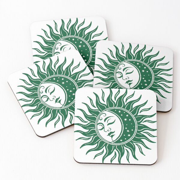 Item preview, Simple Green Sun and Moon with Stars designed and sold by AnimaliaStar.