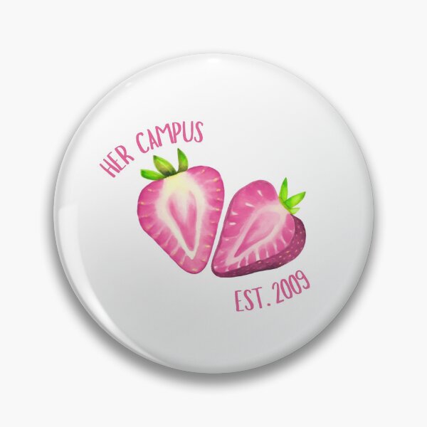 Item preview, HC Strawberries Pin designed and sold by Her Campus UConn - RedBubble Shop.