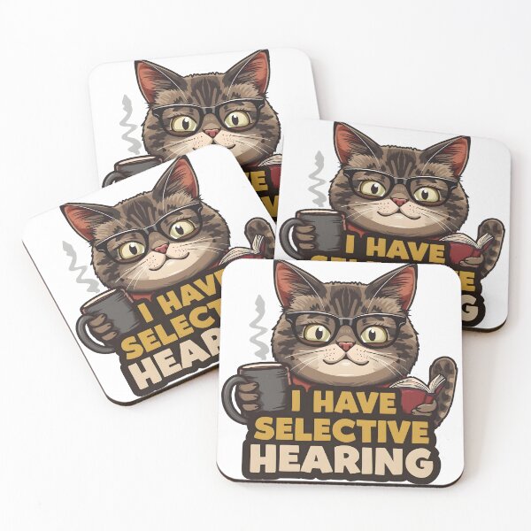 Item preview, I Have Selective Hearing Cat Coffee Reading Niche designed and sold by TeeSpectrume.