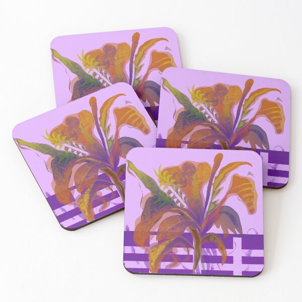 Item preview, Abstract Botanical Art Purple Orange | Modern Floral Geometric Stripes | Autumn Leaves Contemporary Plant Illustration | Mid Century Botanical Print | Nature Lover Gift designed and sold by RayanaArt.
