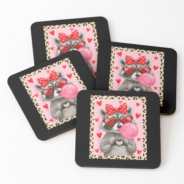 Item preview, Vintage Leopard Funny Valentine Raccoon Lover Heart XOXO designed and sold by tarikusa02.