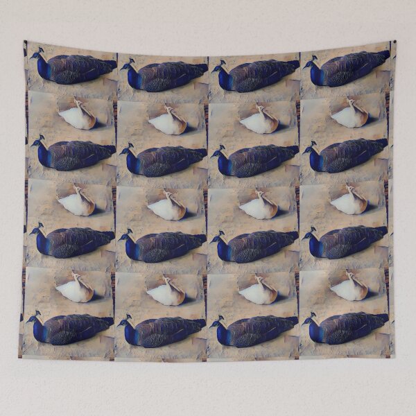 Item preview, Peacock and Peahen Resting – Serene Wildlife Art designed and sold by BirdsRbeautiful.