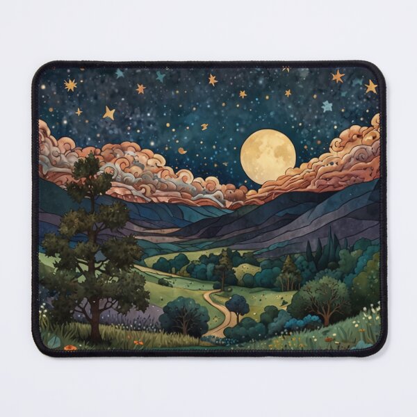 Item preview, Elegant bohemian mountain valley starry night sky landscape designed and sold by hollycooper.