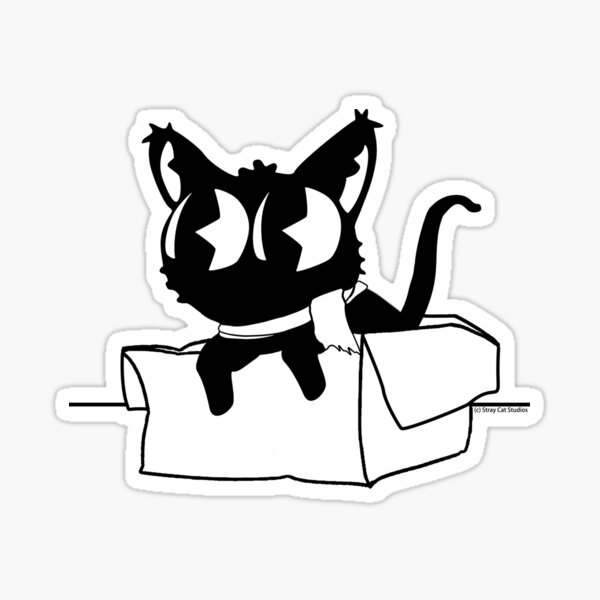 Box Cat Mascot Sticker - Stray Cat Studios Sticker