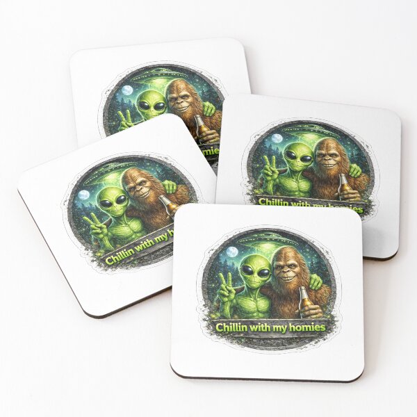 Item preview, Chillin With My Homies - Alien + Bigfoot  designed and sold by Decaldistrict.
