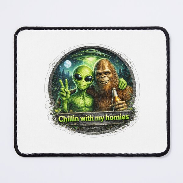 Item preview, Chillin With My Homies - Alien + Bigfoot designed and sold by Decaldistrict.