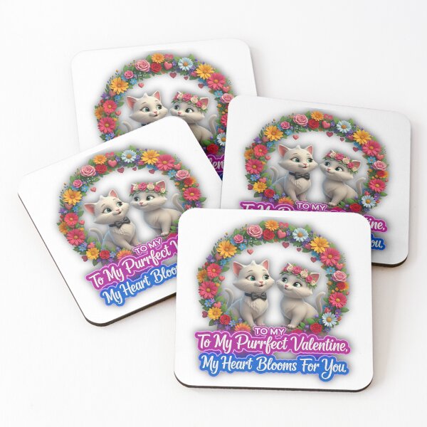 Item preview, Cute Cats in Floral Wreath - Purrfect Valentine designed and sold by Lili Art .