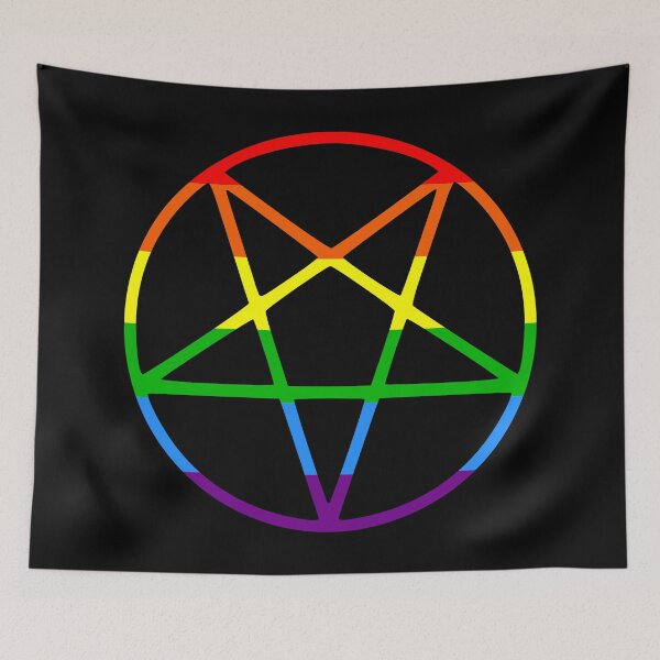 Item preview, gay pride flag pentagram rainbow designed and sold by Gossip Rag.