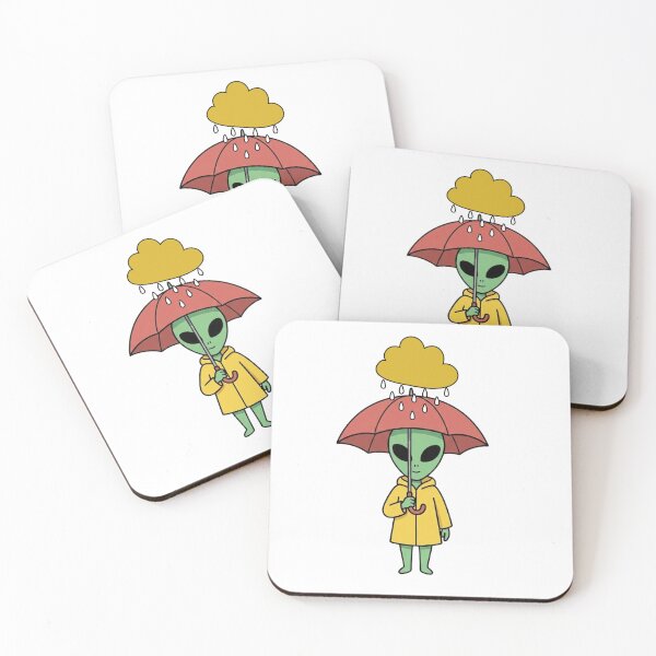 Item preview, Cute Alien in Raincoat with Umbrella designed and sold by Everyday Aliens.