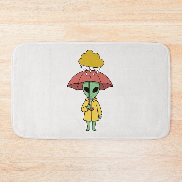 Item preview, Cute Alien in Raincoat with Umbrella designed and sold by Everyday Aliens.