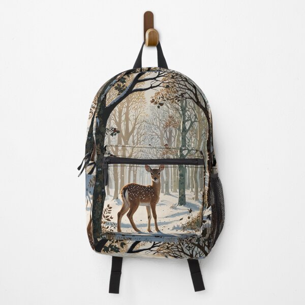 Item preview, Rustic country Winter watercolor snowy woodland forest young fawn deer designed and sold by hollycooper.
