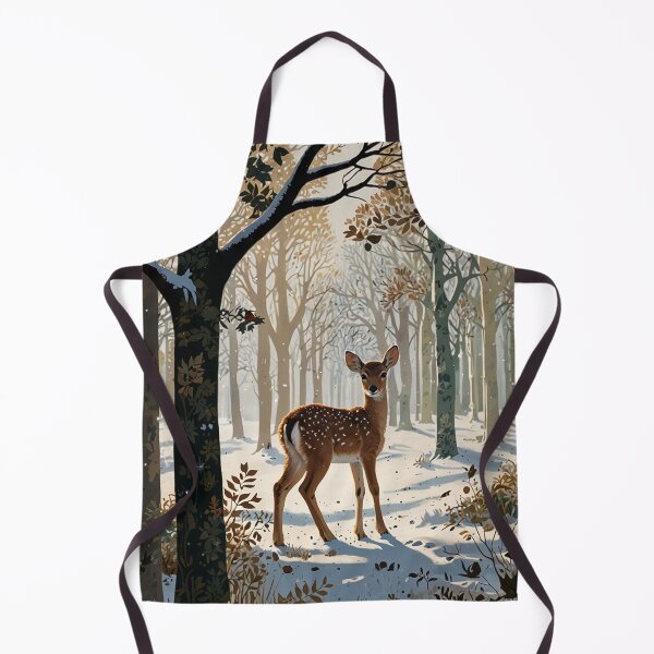 Item preview, Rustic country Winter watercolor snowy woodland forest young fawn deer designed and sold by hollycooper.