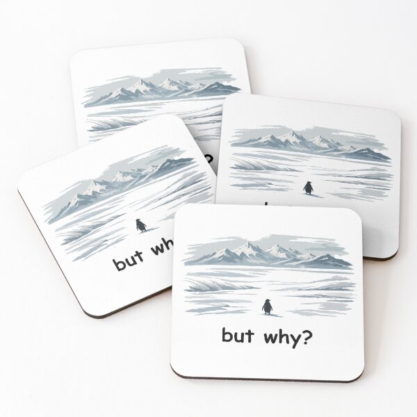 Item preview, But Why? Nihilistic Penguin Meme – Existential Humor Illustration of a Lonely Penguin in an Icy Void designed and sold by BrainBubbleArt.