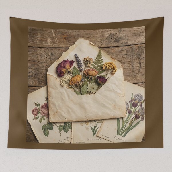 Item preview, Dried Flowers and Botanical Prints on Desk designed and sold by Tridentulus.