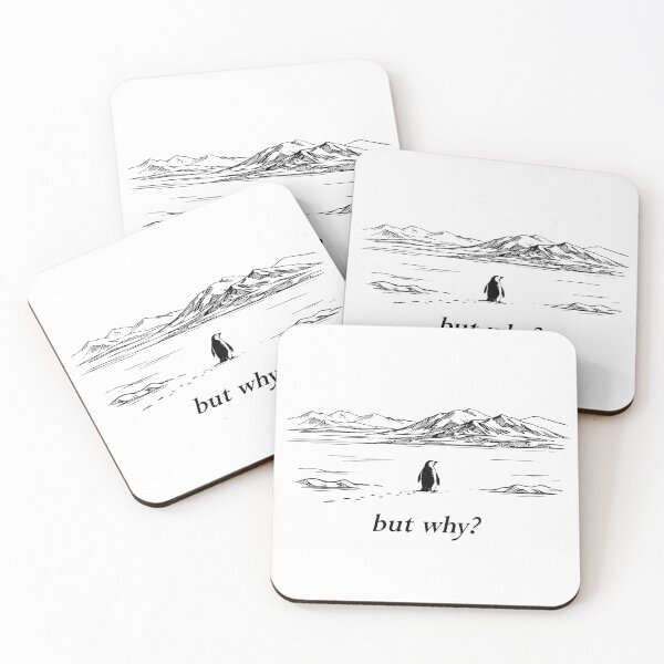 Item preview, “But Why?” Nihilistic Penguin Meme – Existential Humor Minimalist Antarctic Art designed and sold by BrainBubbleArt.