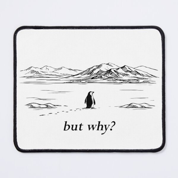 Item preview, “But Why?” Nihilistic Penguin Meme – Existential Humor Minimalist Antarctic Art designed and sold by BrainBubbleArt.