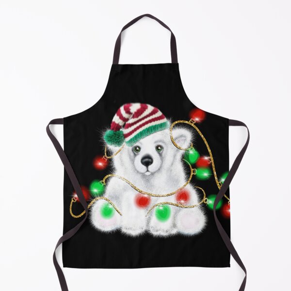 Item preview, Cute Christmas Baby Polar Bear with twinkle lights and stocking hat designed and sold by hollycooper.