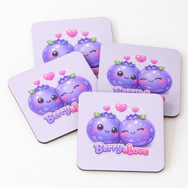 Item preview, Berry In Love - Cute Blueberry Couple | Kawaii Valentine's Day Art designed and sold by Moons Studio.