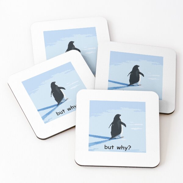 Item preview, But Why? Nihilistic Penguin Meme Illustration – Existential Humor Minimal Art designed and sold by BrainBubbleArt.