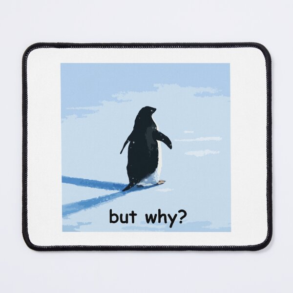 Item preview, But Why? Nihilistic Penguin Meme Illustration – Existential Humor Minimal Art designed and sold by BrainBubbleArt.