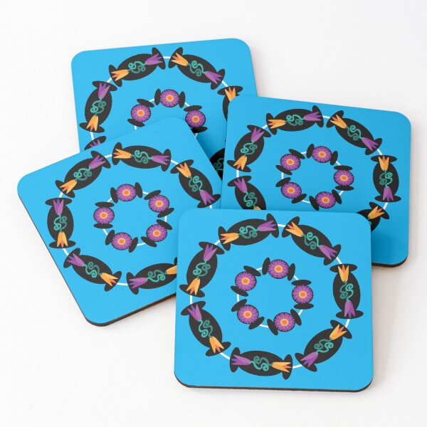 Item preview, Bright Bead Circles on Blue designed and sold by Digitalmyth's Designs.
