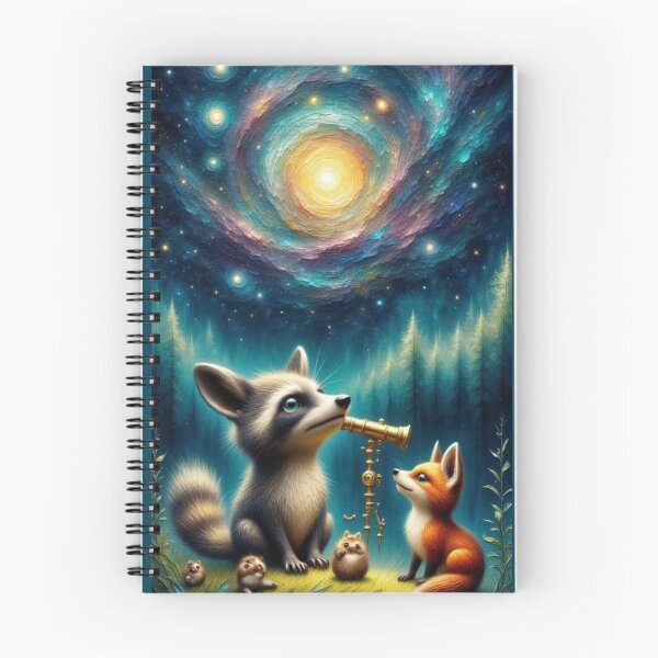 Item preview, Stargazing Fox and Racoon designed and sold by Whimsical Art by Angela.