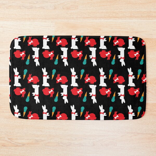 Item preview, Red & White Dapper Bunnies with Carrots on Black designed and sold by Digitalmyth's Designs.