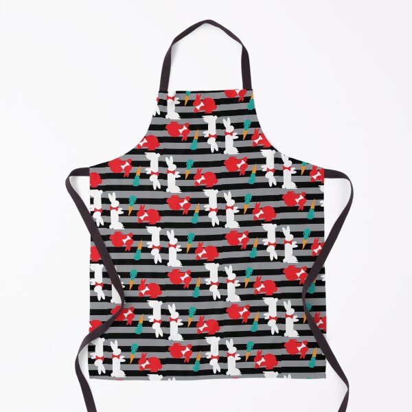 Item preview, Red & White Dapper Bunnies with Carrots on Black Horizontal Stripes designed and sold by Digitalmyth's Designs.