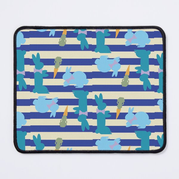 Item preview, Blue & Teal Dapper Bunnies with Carrots on Blue Horizontal Stripes designed and sold by Digitalmyth's Designs.