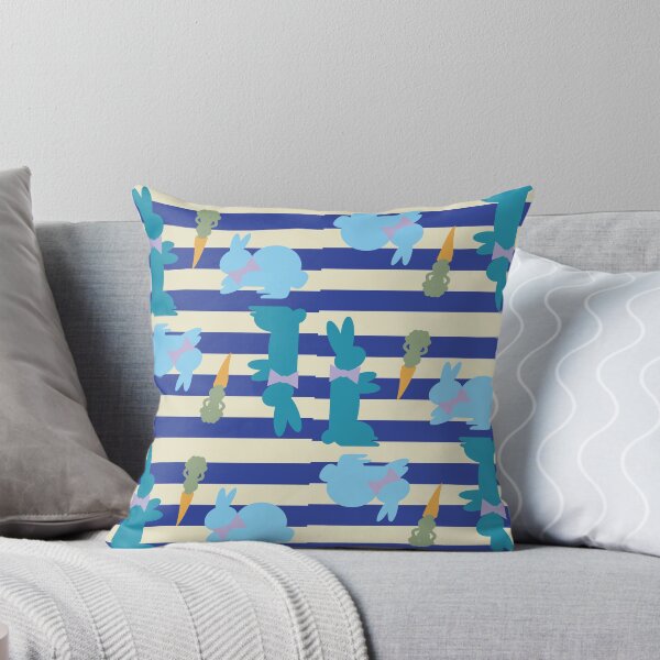 Item preview, Blue & Teal Dapper Bunnies with Carrots on Blue Horizontal Stripes designed and sold by Digitalmyth's Designs.