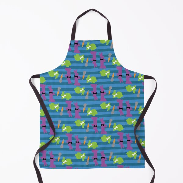Item preview, Purple & Green Dapper Bunnies with Carrots on Blue Horizontal Stripes designed and sold by Digitalmyth's Designs.