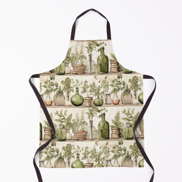 Item preview, Vintage Apothecary Herb Shelf Pattern | Botanical Cottagecore Glass Jars designed and sold by Alaska Magick.