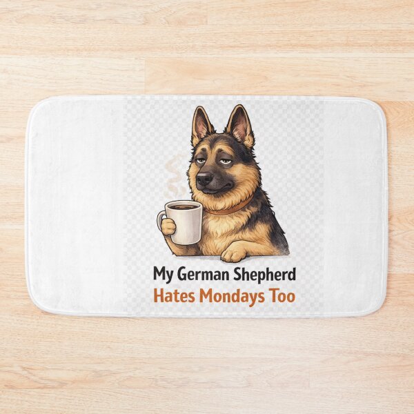 Item preview, My German Shepherd Hates Mondays Too – Funny Coffee Dog Design designed and sold by Zampettalibera.