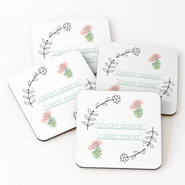 Item preview, Clean Space Clear Mind – Calm Wall Art for Tidy Homes | Minimal Floral Quote designed and sold by ZEYCAT.