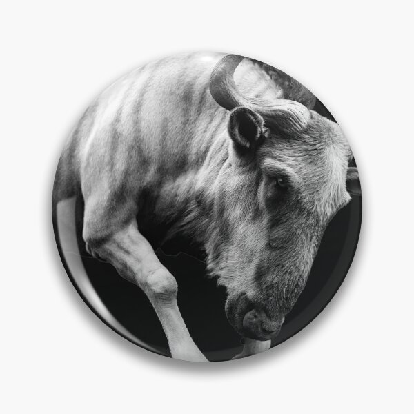 Item preview, Charging Wildebeest – Black & White Wildlife Portrait designed and sold by Massimo Righi.