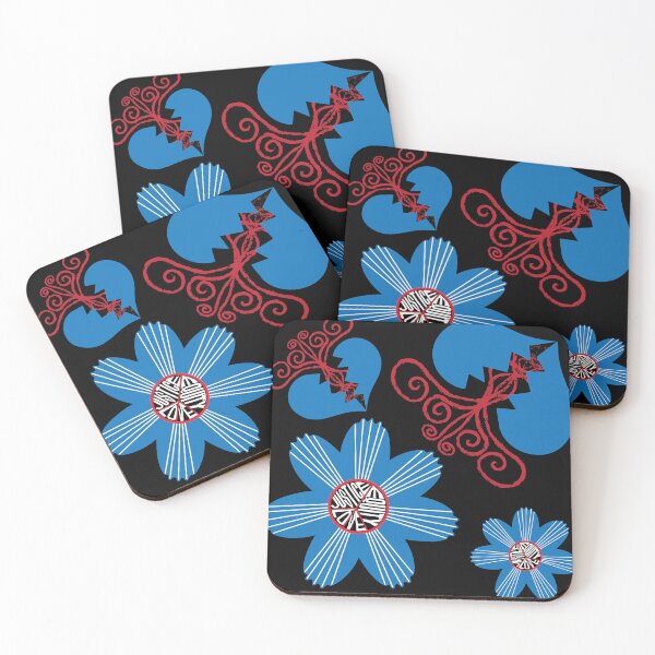 Item preview, Combatting Broken Hearts Red Blue & White on Black designed and sold by Digitalmyth's Designs.