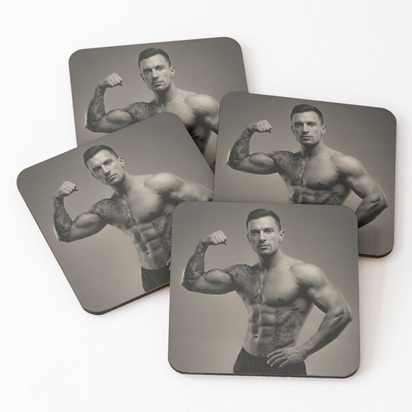 Item preview, John: Black and White Muscular Man Portrait designed and sold by Atlas Kai.