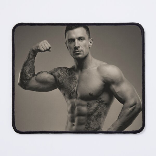 Item preview, John: Black and White Muscular Man Portrait designed and sold by Atlas Kai.
