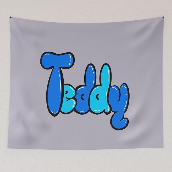 Item preview, Teddy name in blue graffiti calligraphy Top 10 best personalised gifts for boys Teddy designed and sold by Artonmytee.