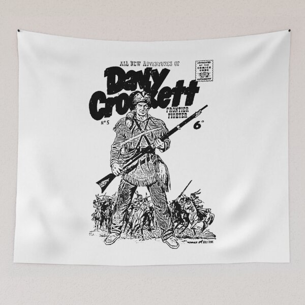 Item preview, Davy Crockett Vintage Comic Art - Retro Black & White Frontier Legend designed and sold by WolfHowl1.