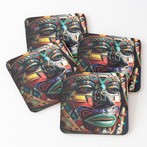 Item preview, African-Inspired Stylized Mask Colorfully Elaborate Digital Art designed and sold by DEC02.