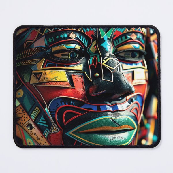 Item preview, African-Inspired Stylized Mask Colorfully Elaborate Digital Art designed and sold by DEC02.