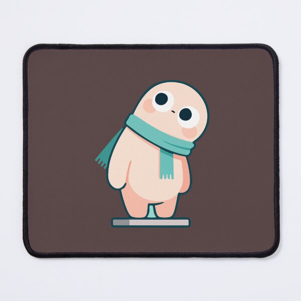 Item preview, Cute Tilted Head Blob - Cozy Green Scarf Kawaii Character designed and sold by romyca creation_22.